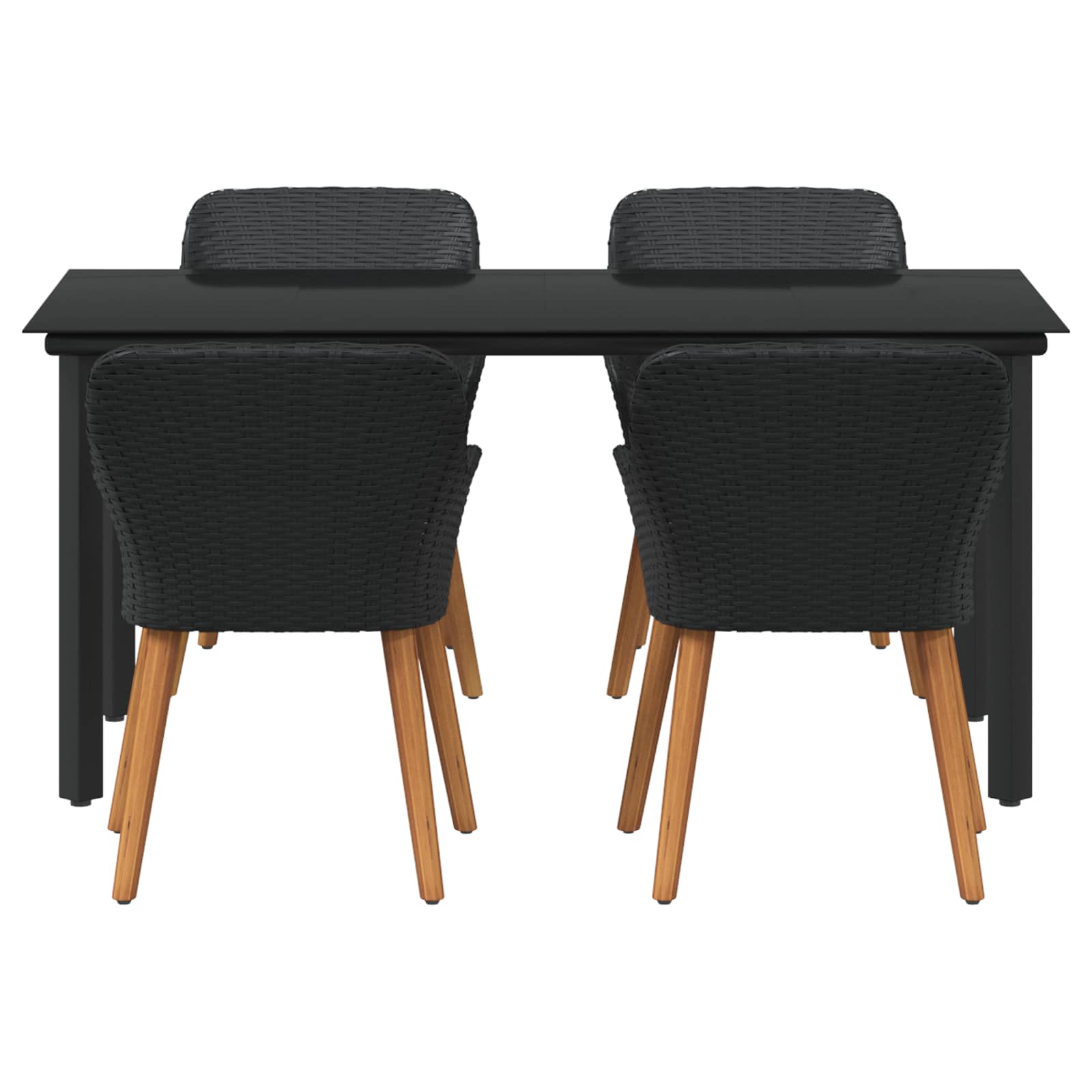 Tuin eettafelset met kussen 5 pcs Zwart poly rattan is nu te koop bij PeponiXL, paradijselijk wonen!