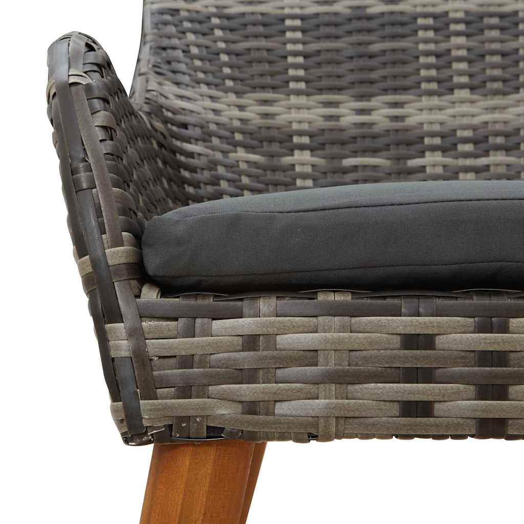 Tuin eettafelset met kussen 3 pcs Grijs poly rattan is nu te koop bij PeponiXL, paradijselijk wonen!