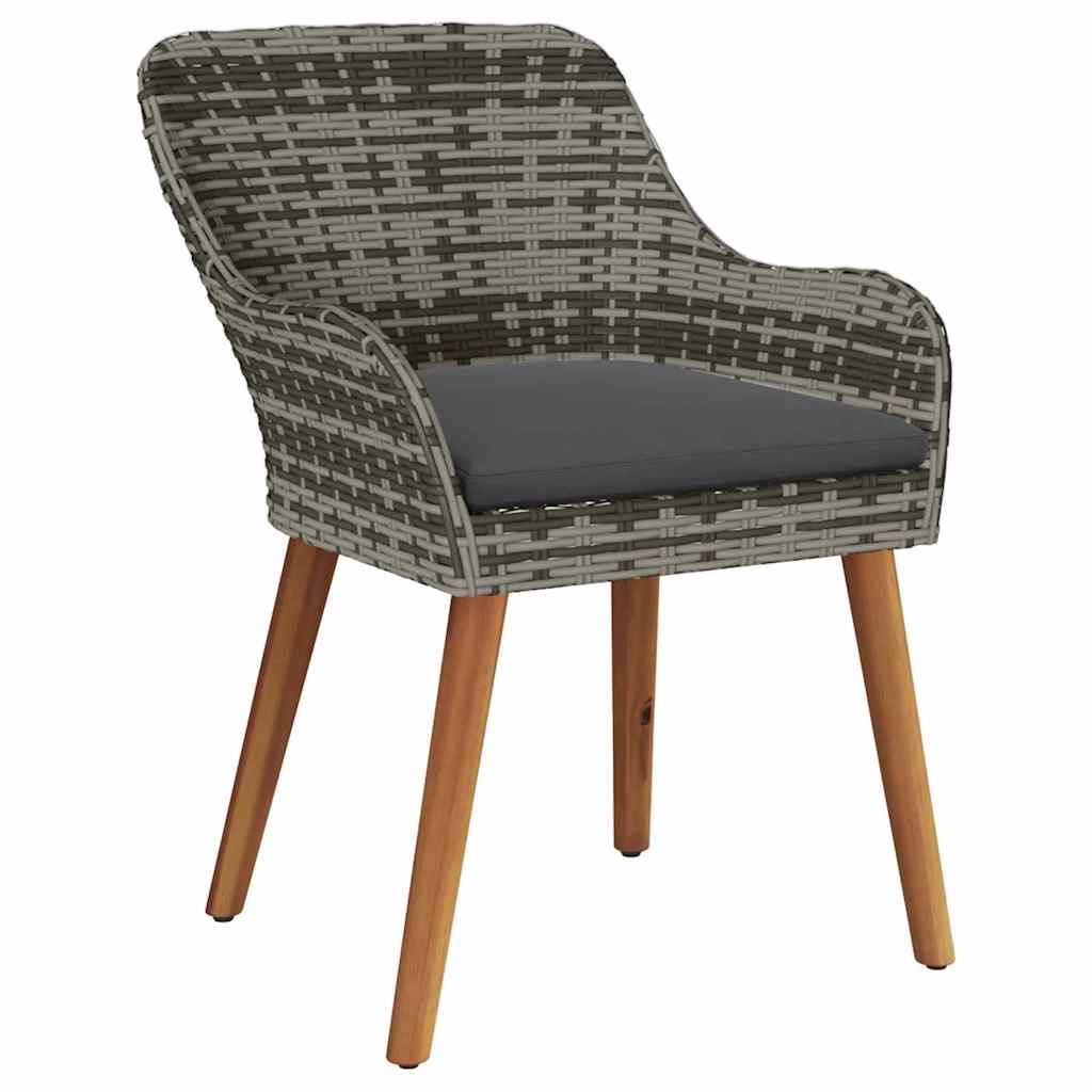Tuin eettafelset met kussen 3 pcs Grijs poly rattan is nu te koop bij PeponiXL, paradijselijk wonen!