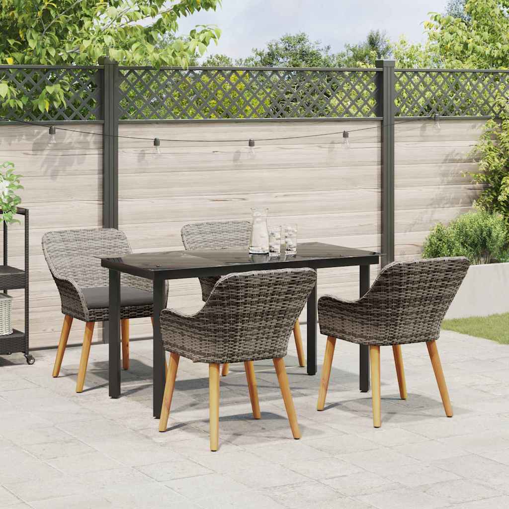Tuin eettafelset met kussen 5 pcs Grijs poly rattan is nu te koop bij PeponiXL, paradijselijk wonen!