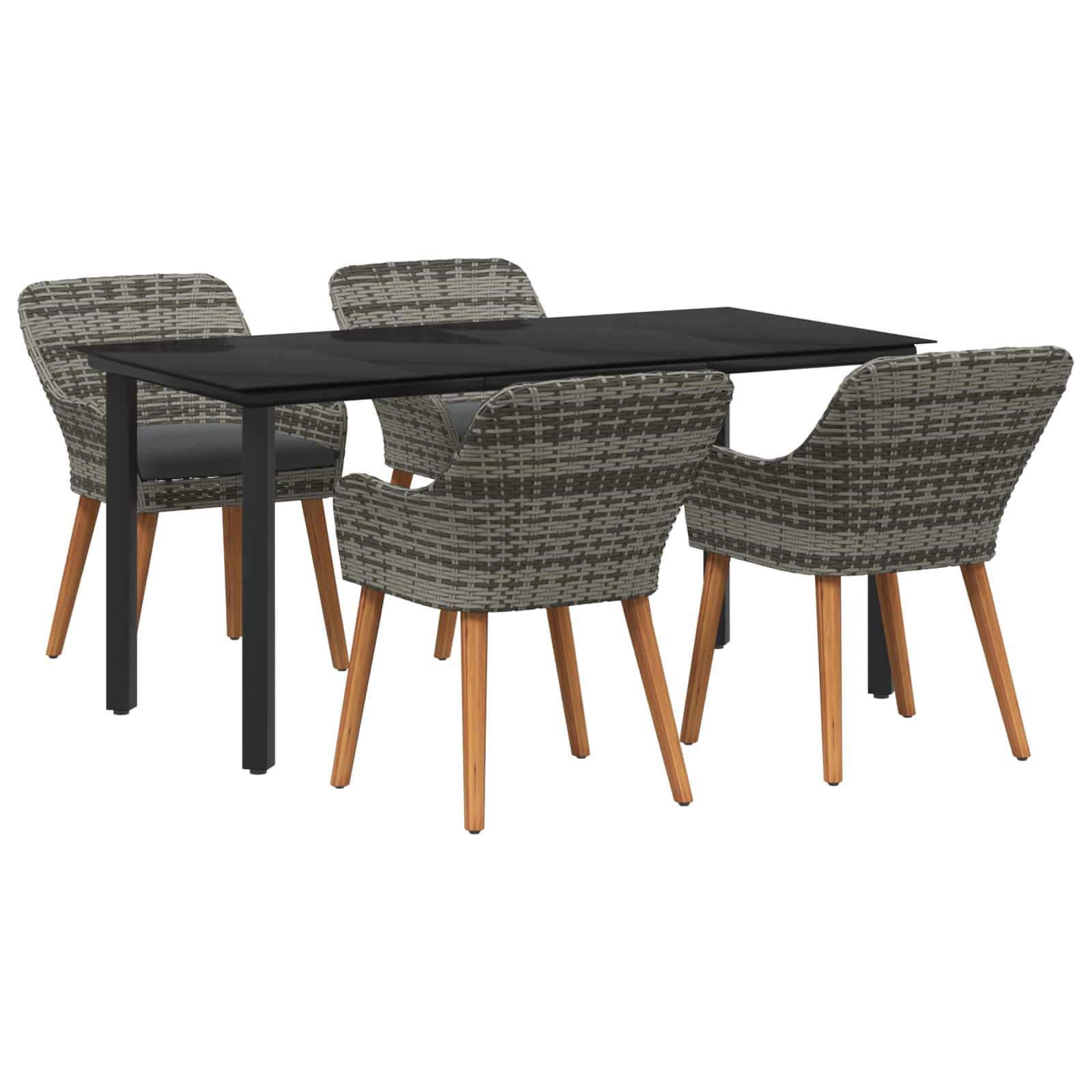 Tuin eettafelset met kussen 5 pcs Grijs poly rattan is nu te koop bij PeponiXL, paradijselijk wonen!