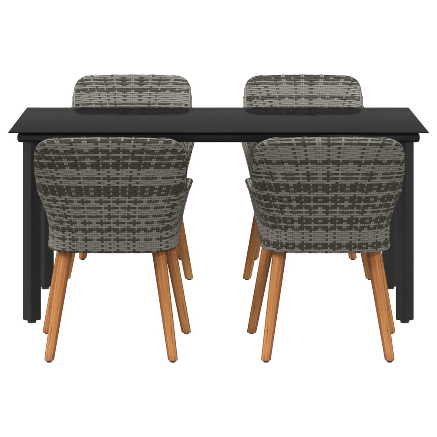 Tuin eettafelset met kussen 5 pcs Grijs poly rattan is nu te koop bij PeponiXL, paradijselijk wonen!