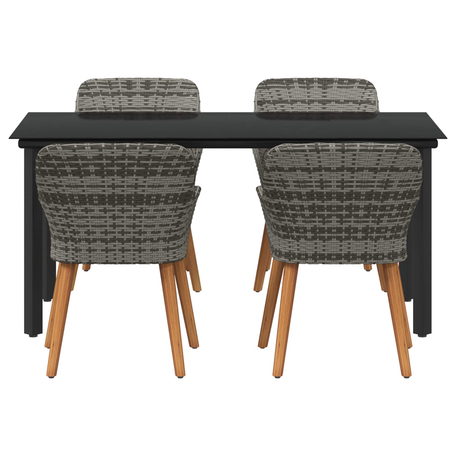 Tuin eettafelset met kussen 5 pcs Grijs poly rattan is nu te koop bij PeponiXL, paradijselijk wonen!