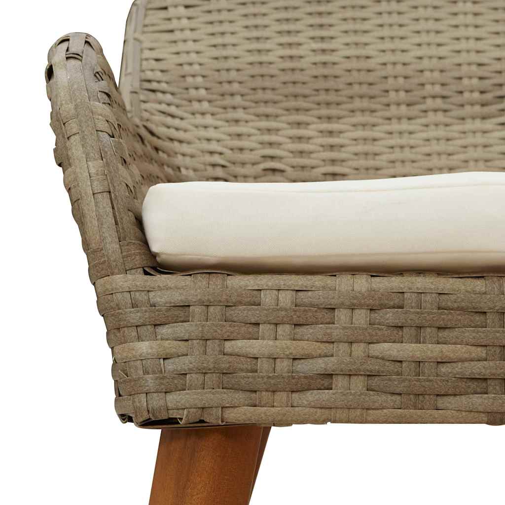 Tuin eettafelset met kussen 3 pcs Beige poly rattan is nu te koop bij PeponiXL, paradijselijk wonen!