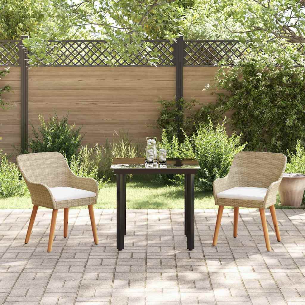 Tuin eettafelset met kussen 3 pcs Beige poly rattan is nu te koop bij PeponiXL, paradijselijk wonen!
