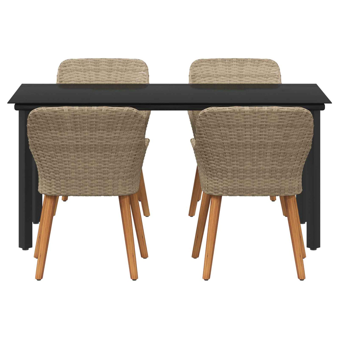Tuin eettafelset met kussen 5 pcs Beige poly rattan is nu te koop bij PeponiXL, paradijselijk wonen!
