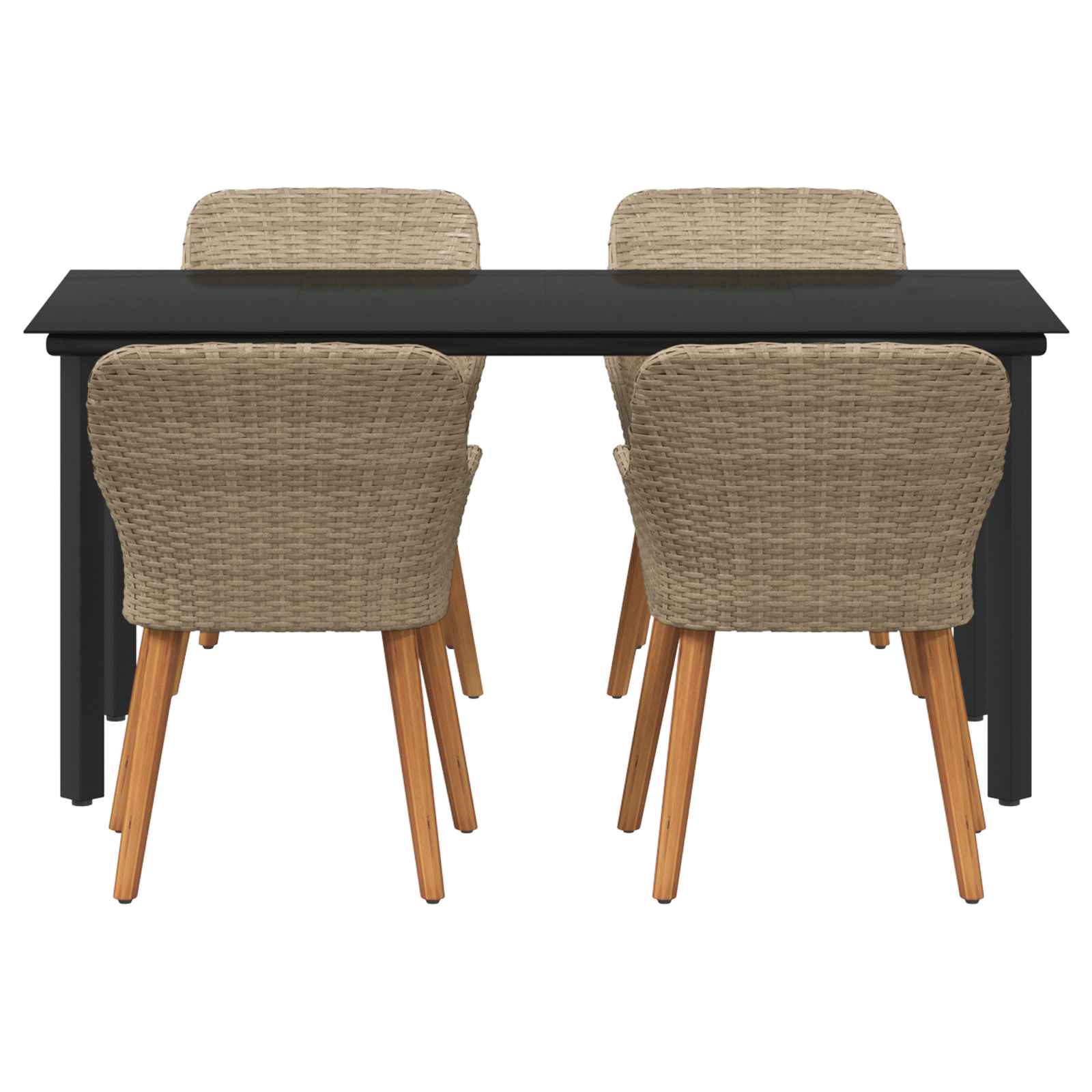 Tuin eettafelset met kussen 5 pcs Beige poly rattan is nu te koop bij PeponiXL, paradijselijk wonen!