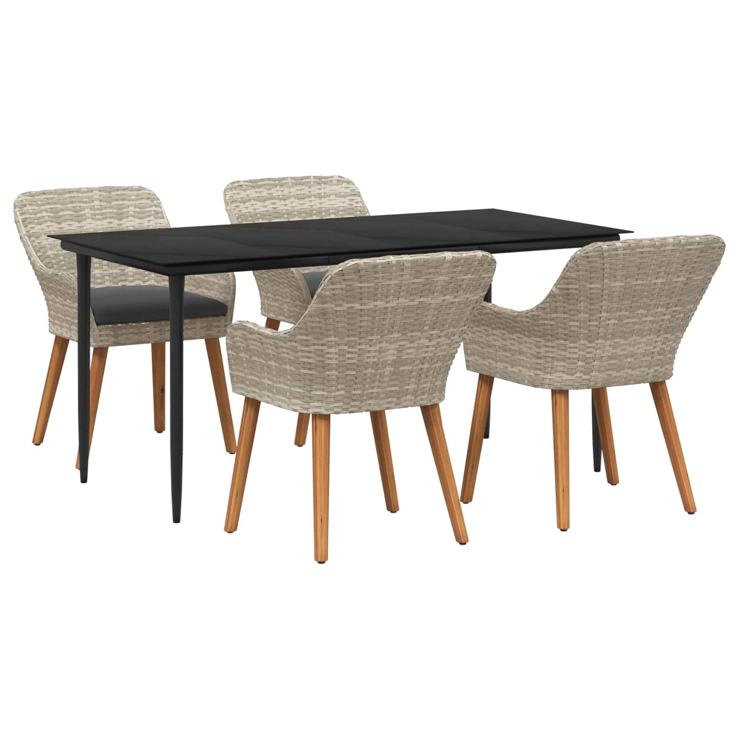 Tuin eettafelset met kussen 5 pcs Lichtgrijs poly rattan is nu te koop bij PeponiXL, paradijselijk wonen!