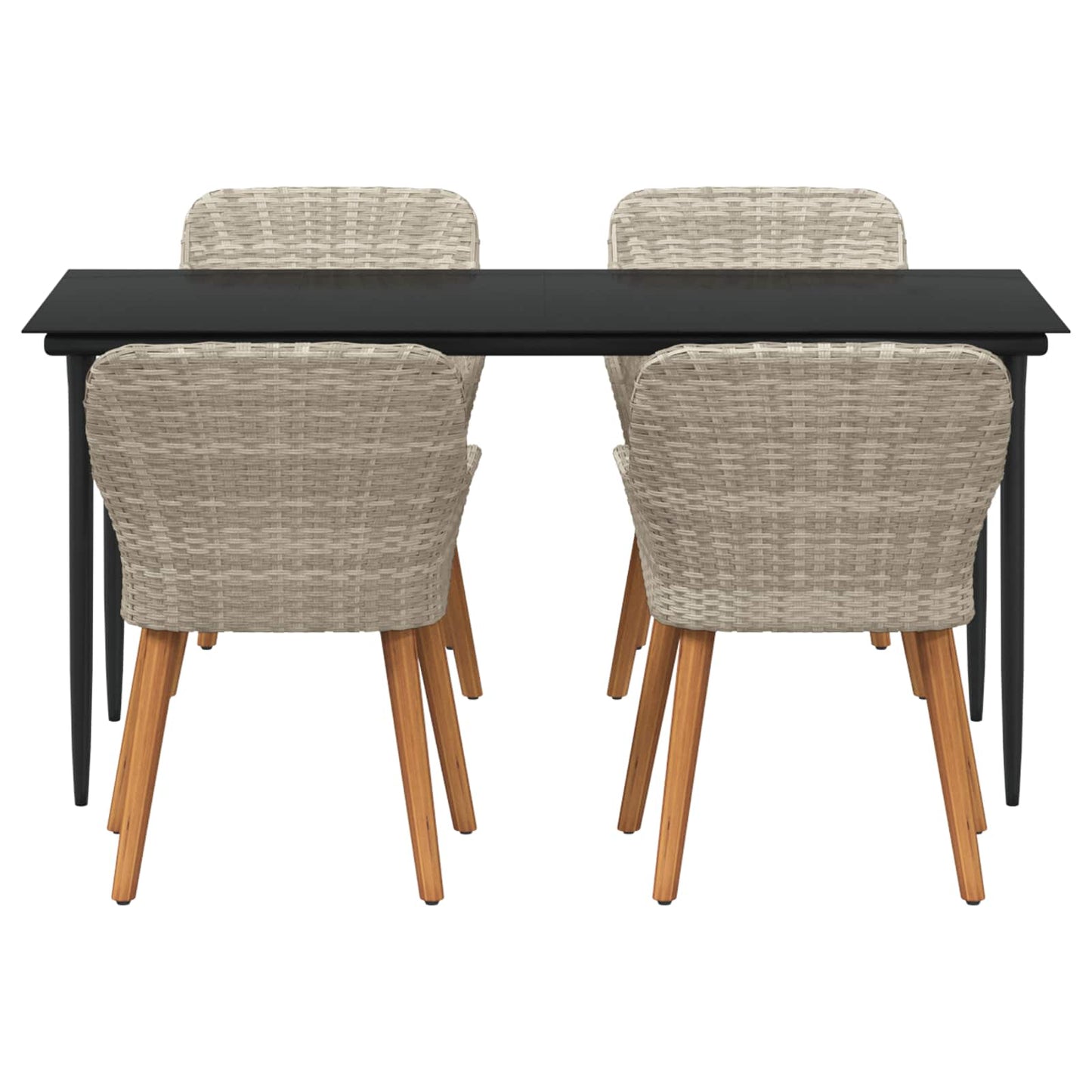 Tuin eettafelset met kussen 5 pcs Lichtgrijs poly rattan is nu te koop bij PeponiXL, paradijselijk wonen!