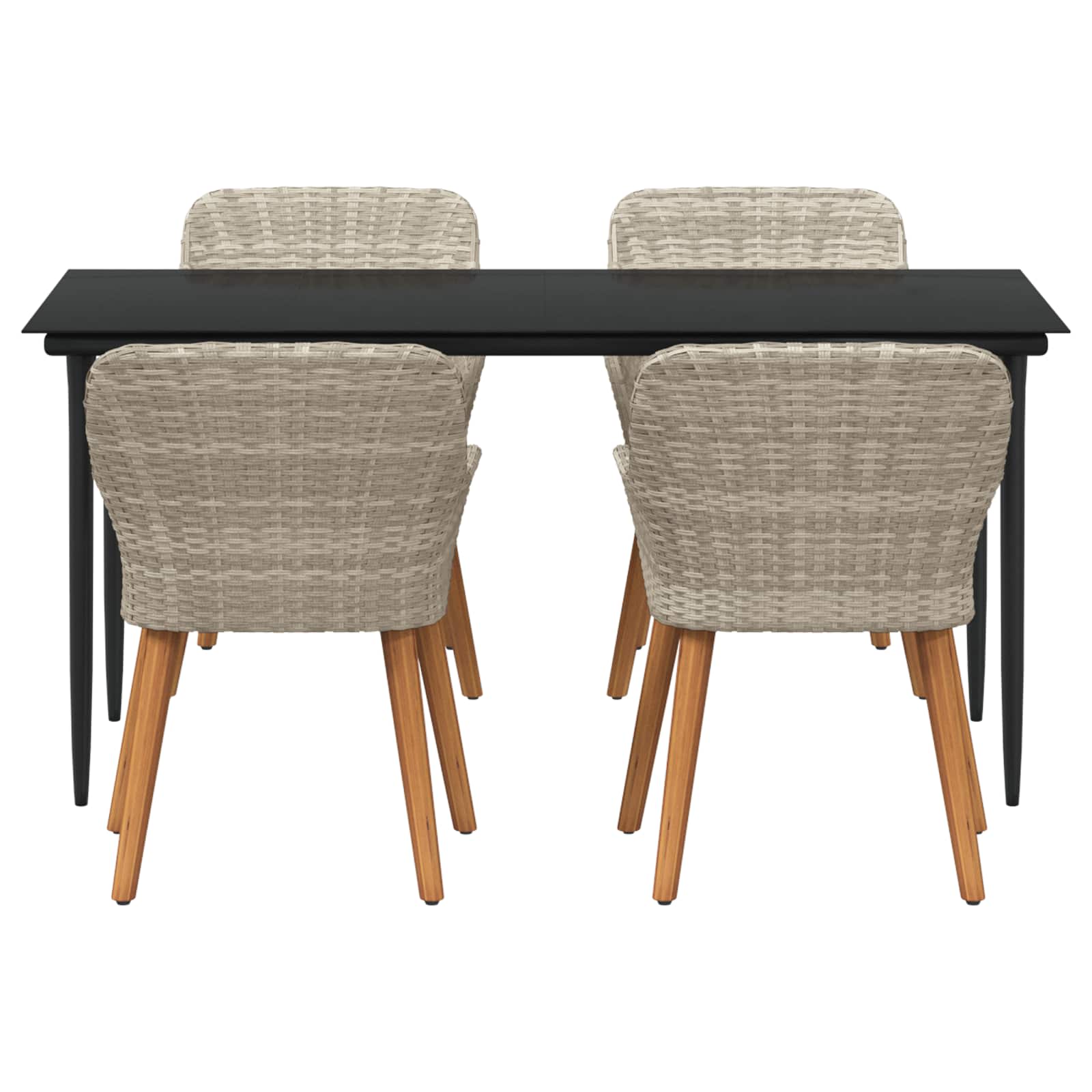 Tuin eettafelset met kussen 5 pcs Lichtgrijs poly rattan is nu te koop bij PeponiXL, paradijselijk wonen!