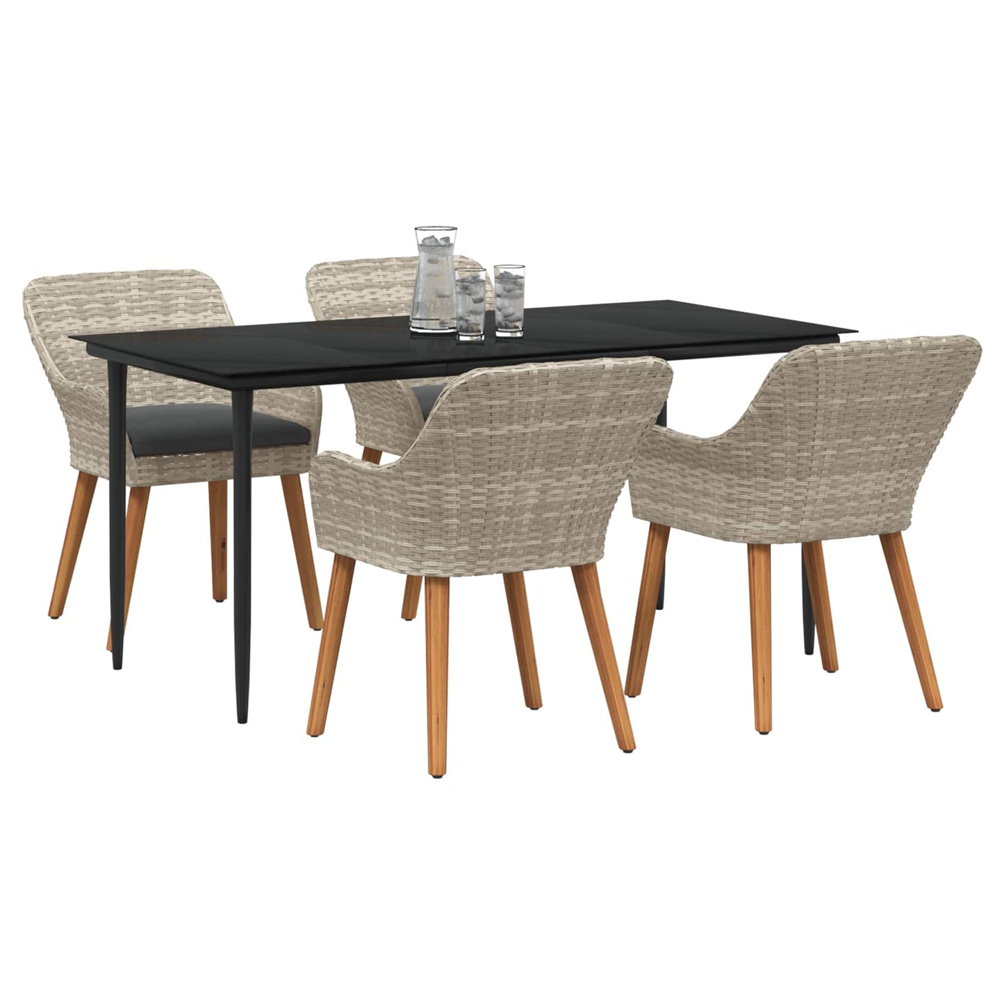 Tuin eettafelset met kussen 5 pcs Lichtgrijs poly rattan is nu te koop bij PeponiXL, paradijselijk wonen!