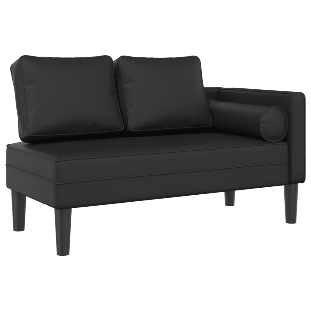 Chaise longue met kussens kunstleer zwart is nu te koop bij PeponiXL, paradijselijk wonen!