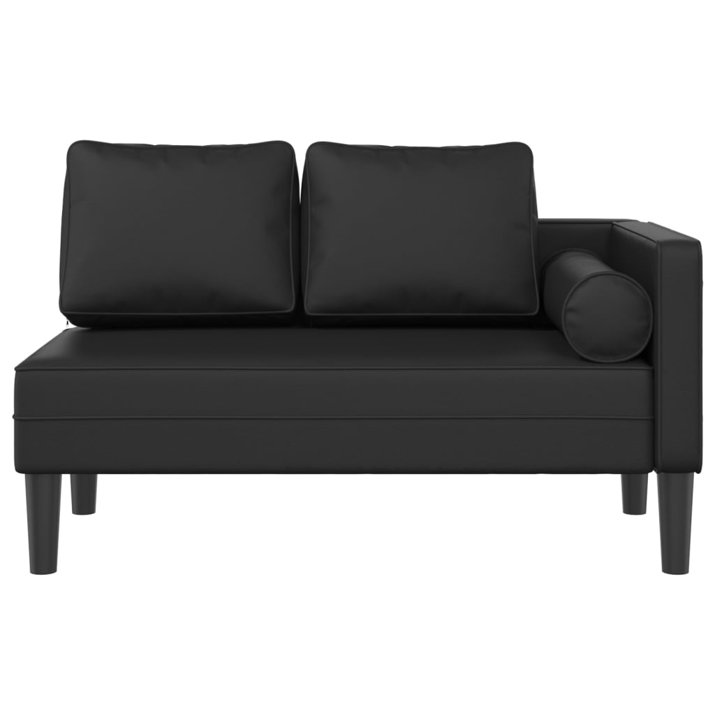 Chaise longue met kussens kunstleer zwart is nu te koop bij PeponiXL, paradijselijk wonen!