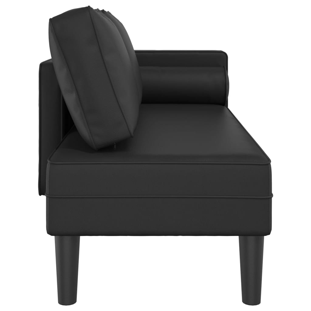 Chaise longue met kussens kunstleer zwart is nu te koop bij PeponiXL, paradijselijk wonen!
