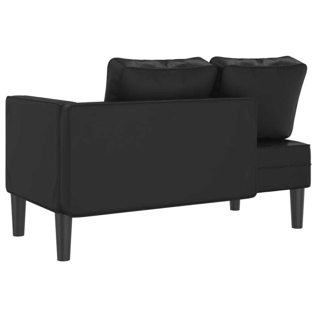 Chaise longue met kussens kunstleer zwart is nu te koop bij PeponiXL, paradijselijk wonen!