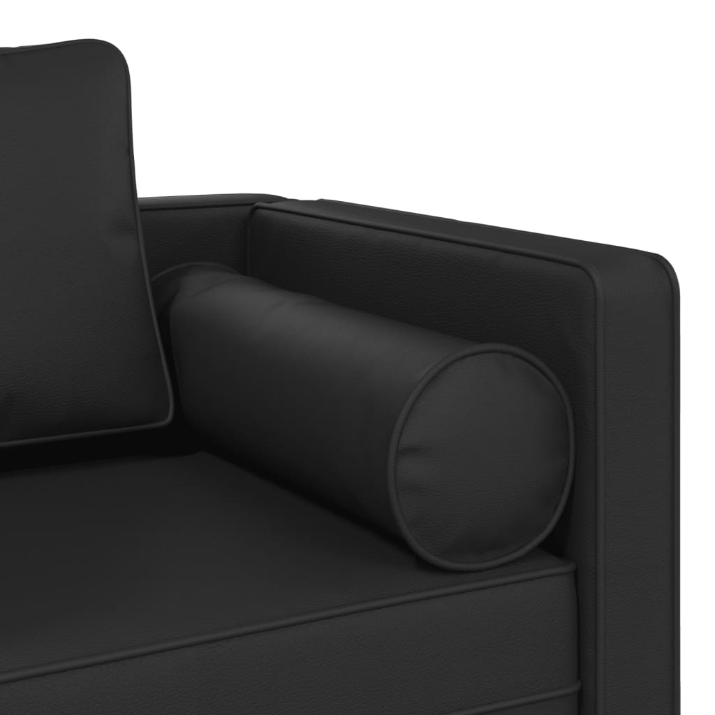 Chaise longue met kussens kunstleer zwart is nu te koop bij PeponiXL, paradijselijk wonen!