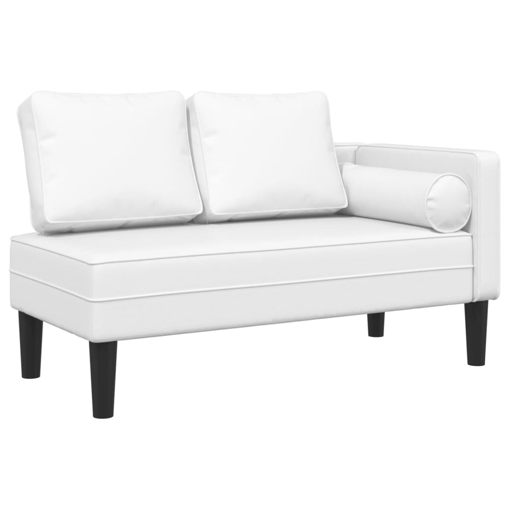 Chaise longue met kussens kunstleer wit is nu te koop bij PeponiXL, paradijselijk wonen!