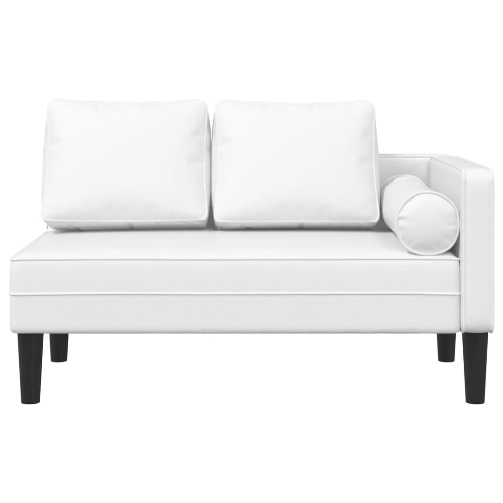 Chaise longue met kussens kunstleer wit is nu te koop bij PeponiXL, paradijselijk wonen!