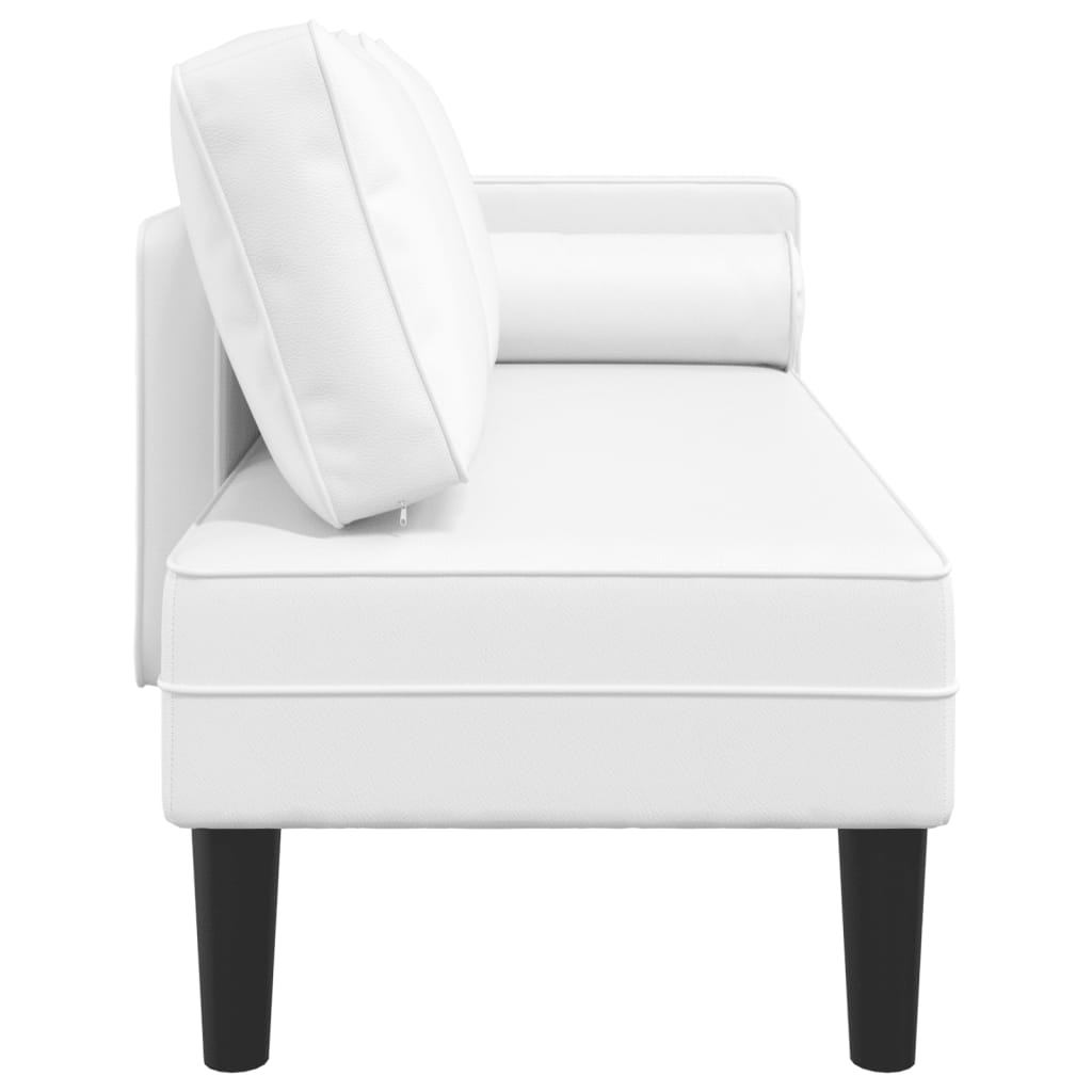 Chaise longue met kussens kunstleer wit is nu te koop bij PeponiXL, paradijselijk wonen!