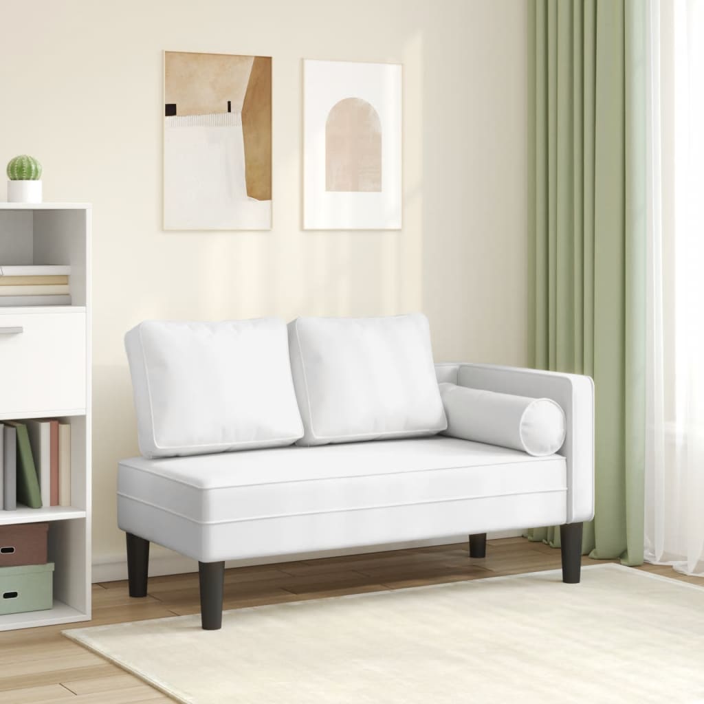 Chaise longue met kussens kunstleer wit is nu te koop bij PeponiXL, paradijselijk wonen!