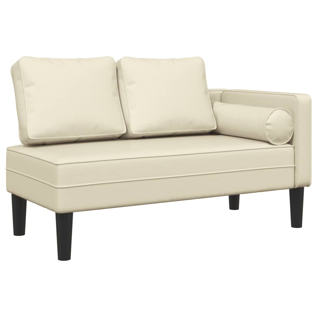 Chaise longue met kussens kunstleer crème is nu te koop bij PeponiXL, paradijselijk wonen!