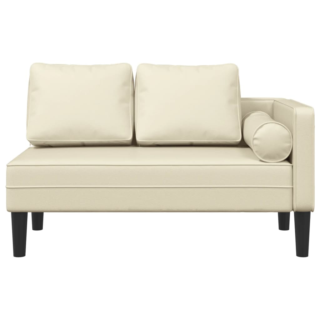 Chaise longue met kussens kunstleer crème is nu te koop bij PeponiXL, paradijselijk wonen!