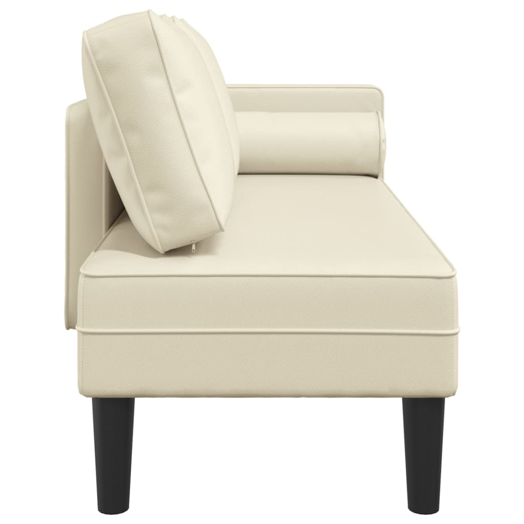 Chaise longue met kussens kunstleer crème is nu te koop bij PeponiXL, paradijselijk wonen!