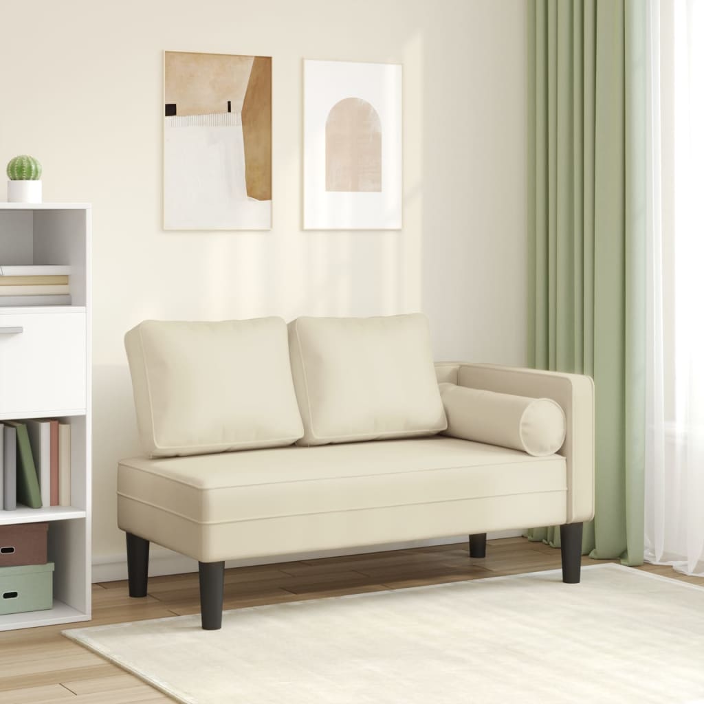 Chaise longue met kussens kunstleer crème is nu te koop bij PeponiXL, paradijselijk wonen!