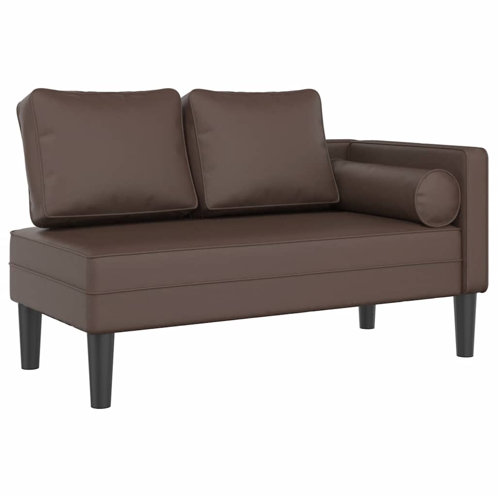 Chaise longue met kussens kunstleer bruin is nu te koop bij PeponiXL, paradijselijk wonen!