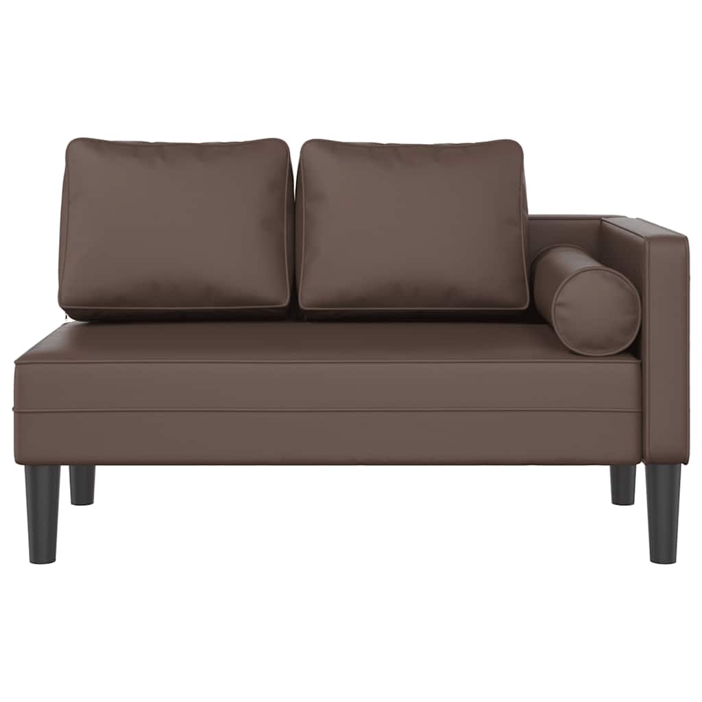 Chaise longue met kussens kunstleer bruin is nu te koop bij PeponiXL, paradijselijk wonen!