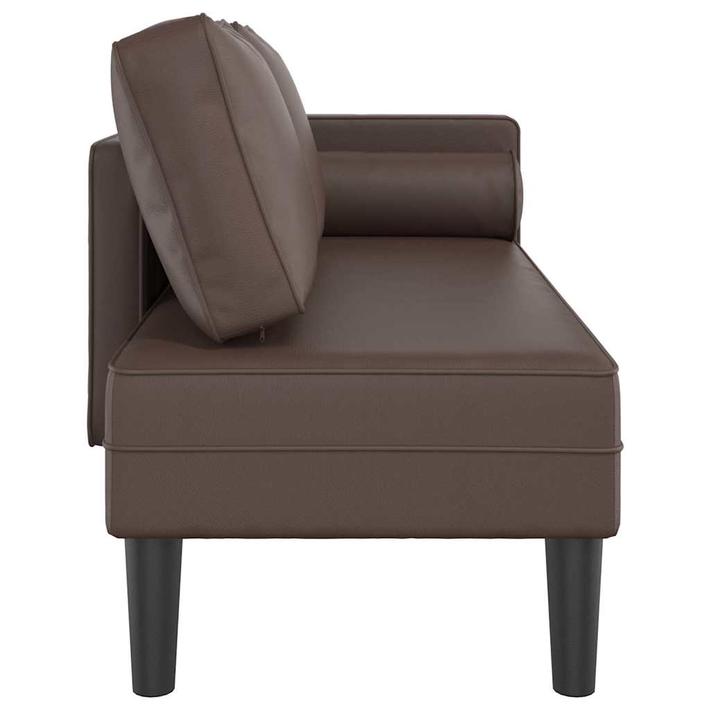 Chaise longue met kussens kunstleer bruin is nu te koop bij PeponiXL, paradijselijk wonen!