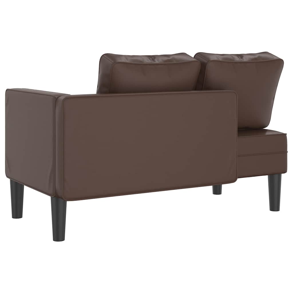 Chaise longue met kussens kunstleer bruin is nu te koop bij PeponiXL, paradijselijk wonen!
