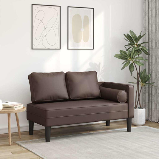 Chaise longue met kussens kunstleer bruin is nu te koop bij PeponiXL, paradijselijk wonen!