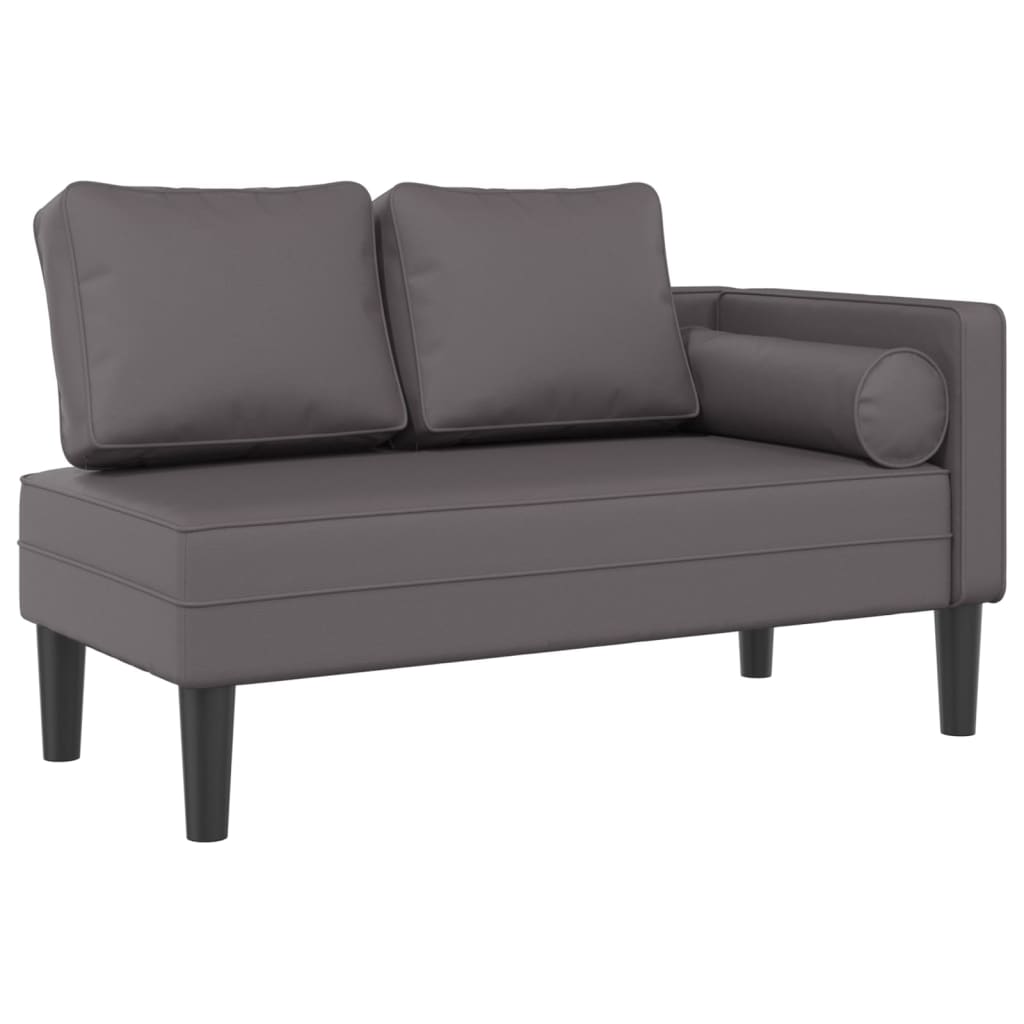 Chaise longue met kussens kunstleer grijs is nu te koop bij PeponiXL, paradijselijk wonen!