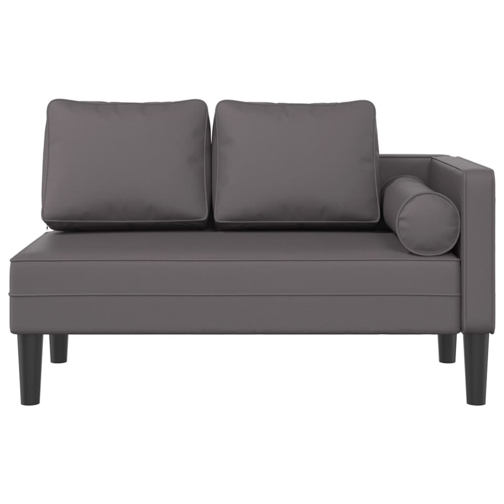 Chaise longue met kussens kunstleer grijs is nu te koop bij PeponiXL, paradijselijk wonen!