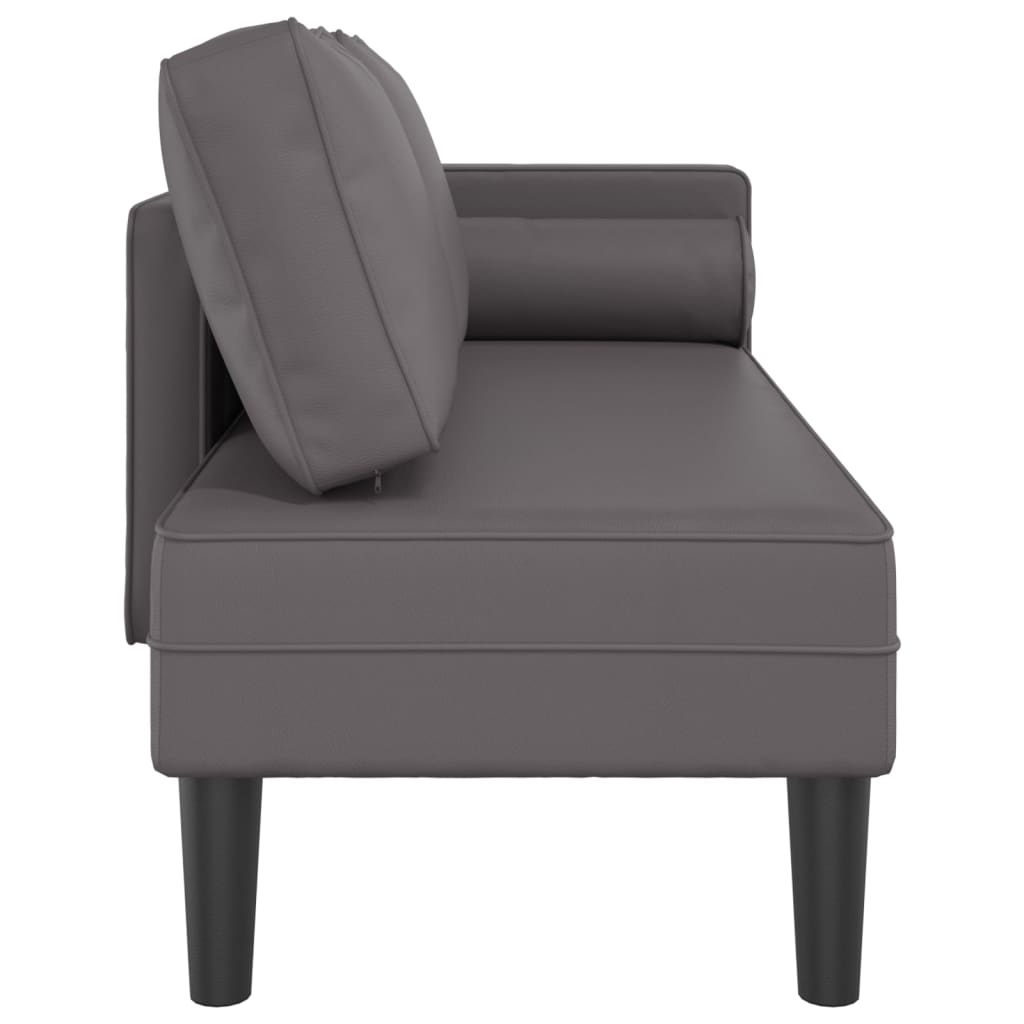 Chaise longue met kussens kunstleer grijs is nu te koop bij PeponiXL, paradijselijk wonen!