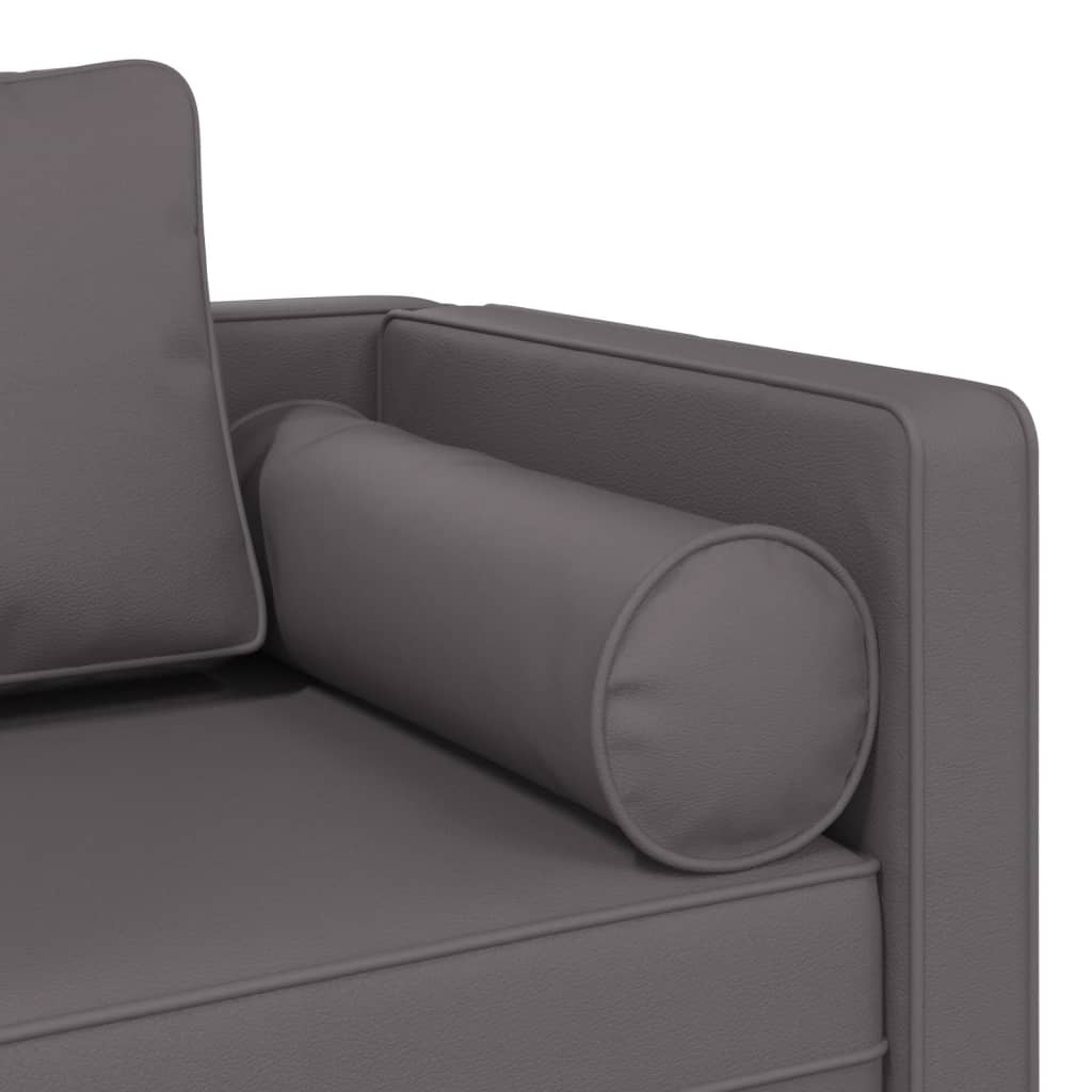 Chaise longue met kussens kunstleer grijs is nu te koop bij PeponiXL, paradijselijk wonen!