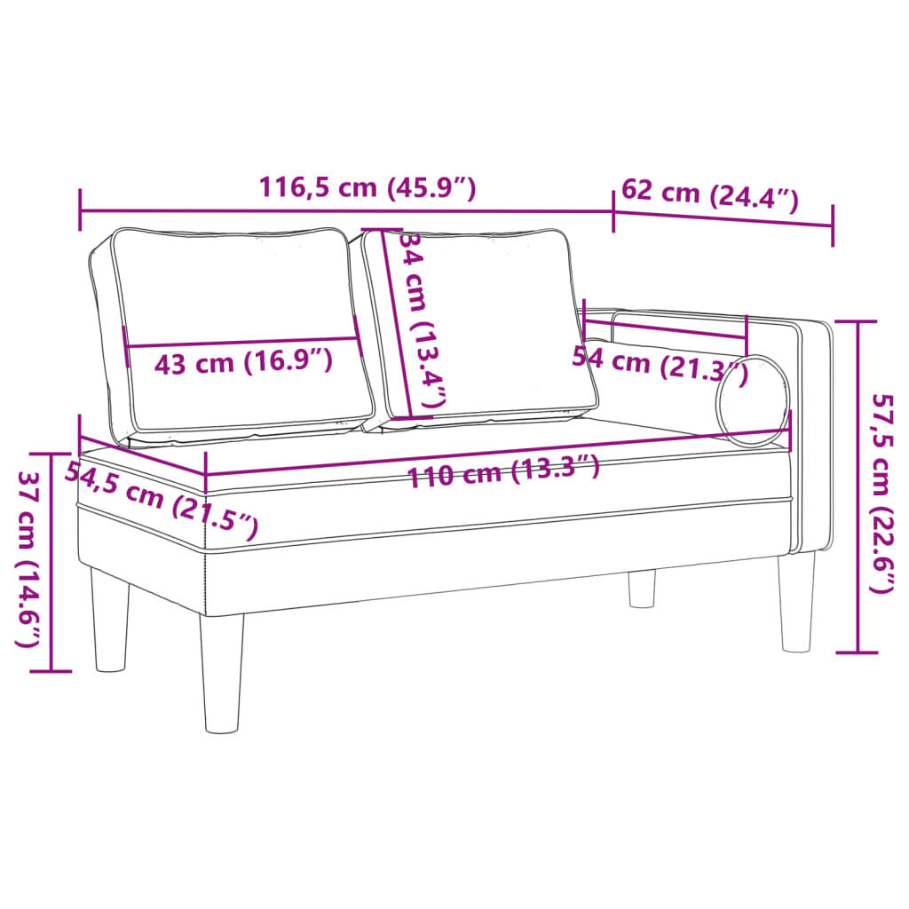 Chaise longue met kussens kunstleer grijs is nu te koop bij PeponiXL, paradijselijk wonen!