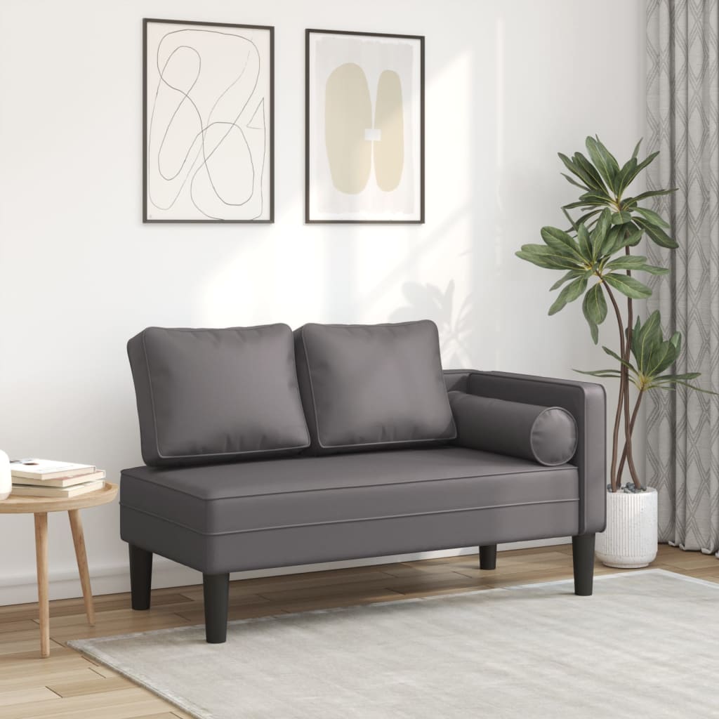 Chaise longue met kussens kunstleer grijs is nu te koop bij PeponiXL, paradijselijk wonen!