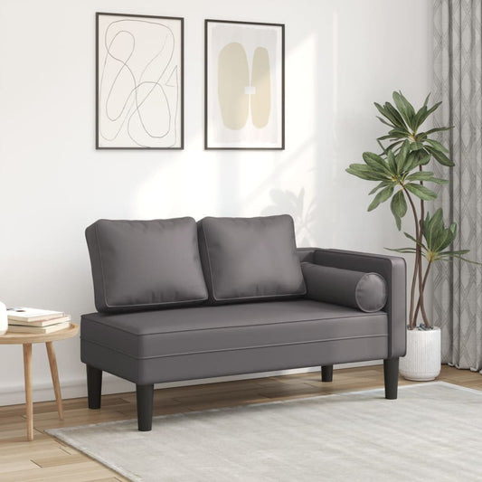 Chaise longue met kussens kunstleer grijs is nu te koop bij PeponiXL, paradijselijk wonen!