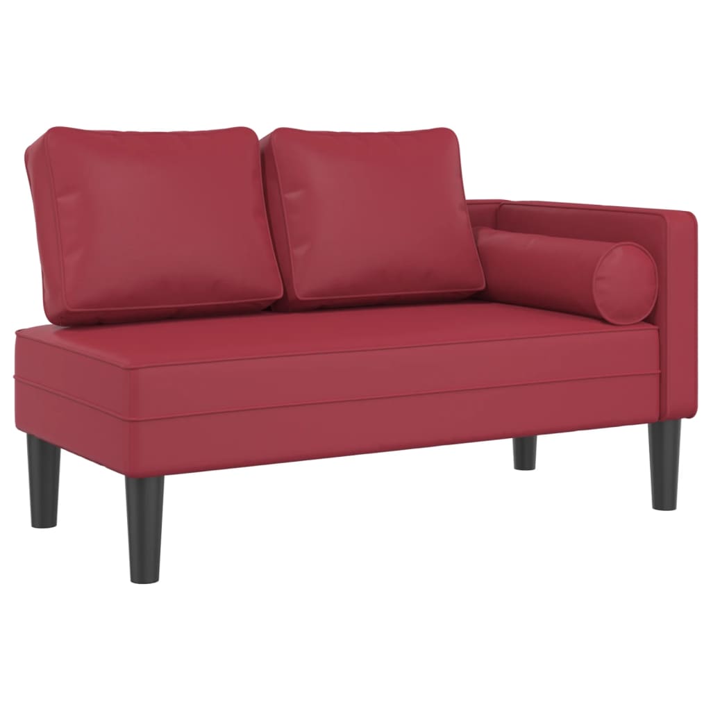 Chaise longue met kussens kunstleer wijnrood is nu te koop bij PeponiXL, paradijselijk wonen!