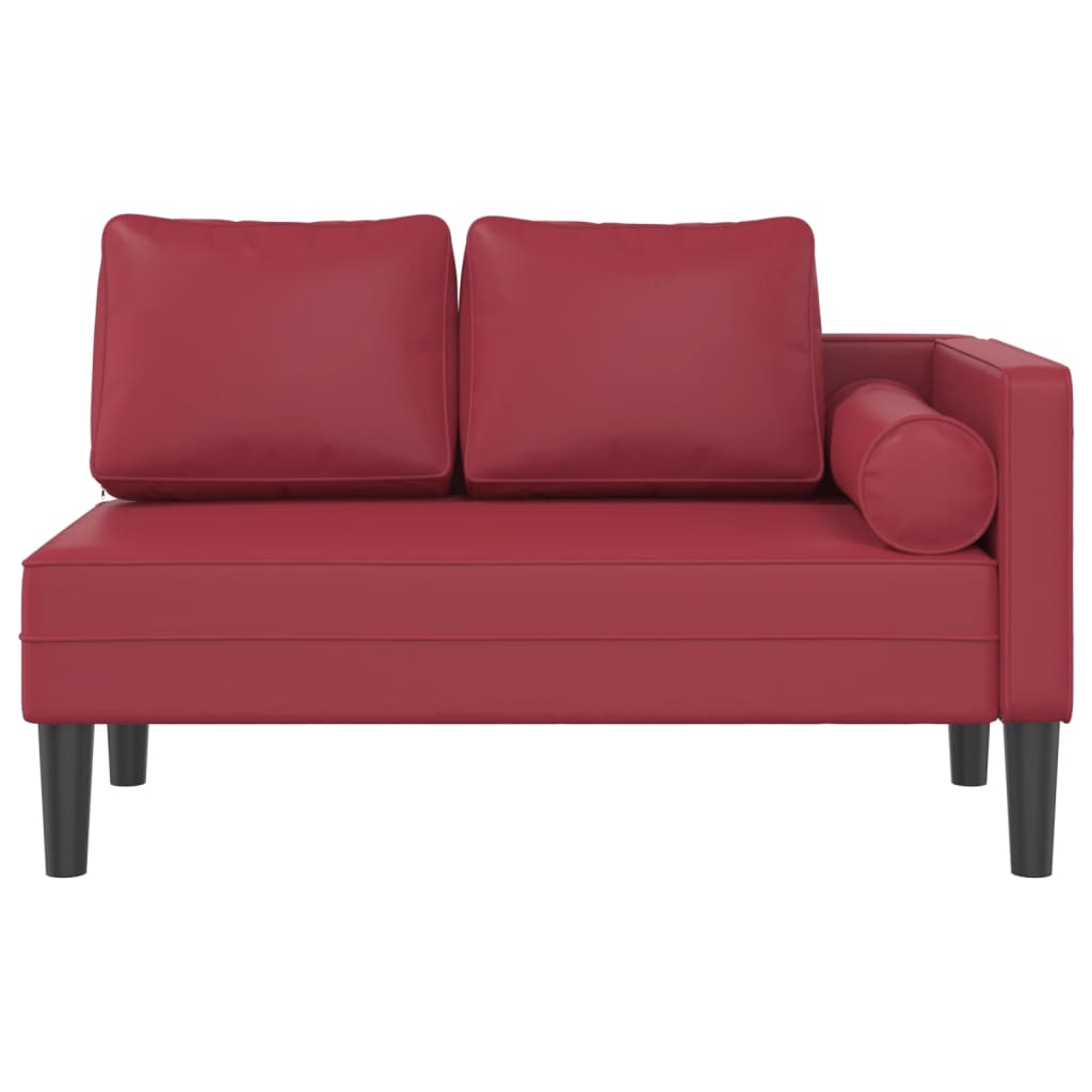 Chaise longue met kussens kunstleer wijnrood is nu te koop bij PeponiXL, paradijselijk wonen!