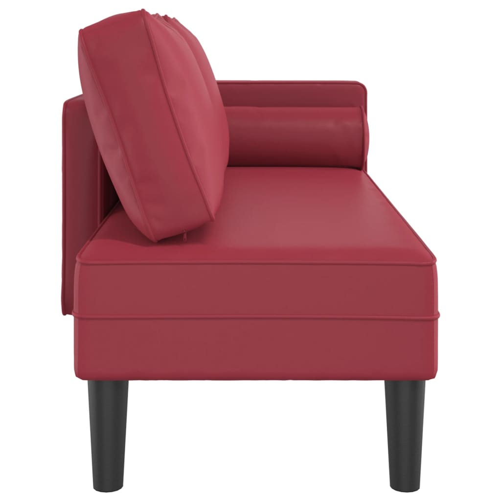 Chaise longue met kussens kunstleer wijnrood is nu te koop bij PeponiXL, paradijselijk wonen!