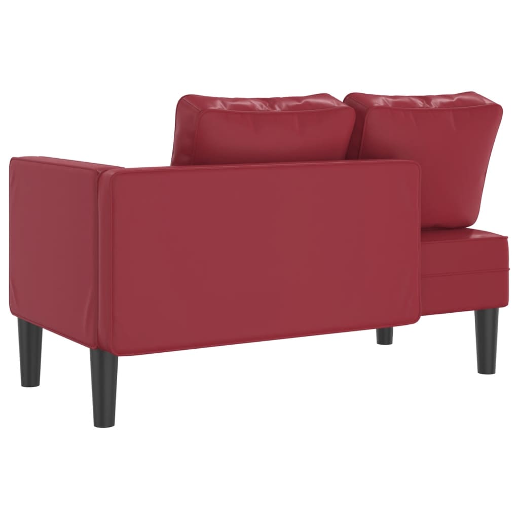 Chaise longue met kussens kunstleer wijnrood is nu te koop bij PeponiXL, paradijselijk wonen!
