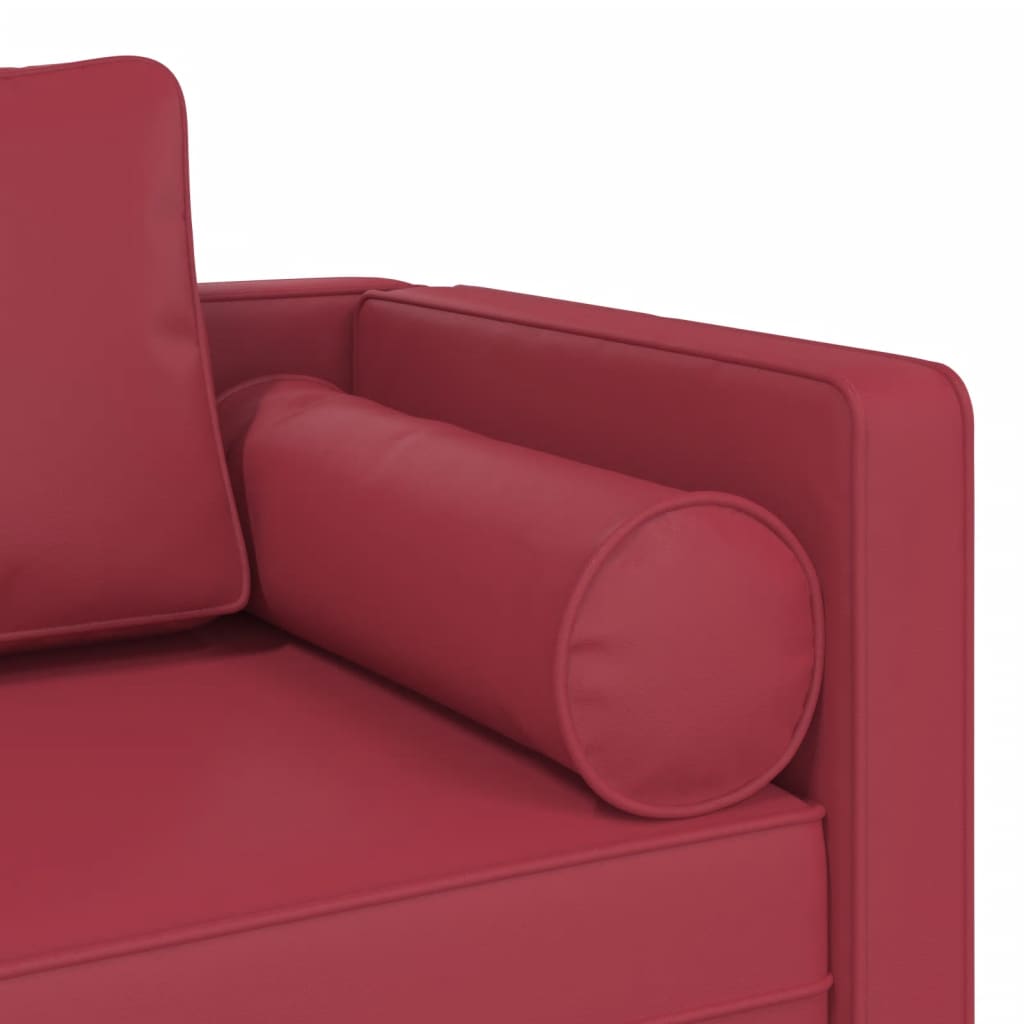 Chaise longue met kussens kunstleer wijnrood is nu te koop bij PeponiXL, paradijselijk wonen!