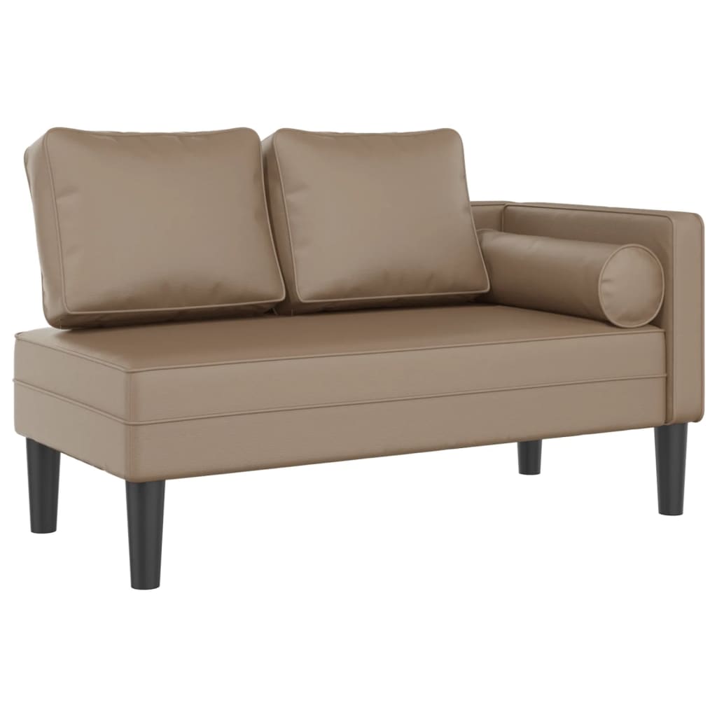 Chaise longue met kussens kunstleer cappuccino is nu te koop bij PeponiXL, paradijselijk wonen!