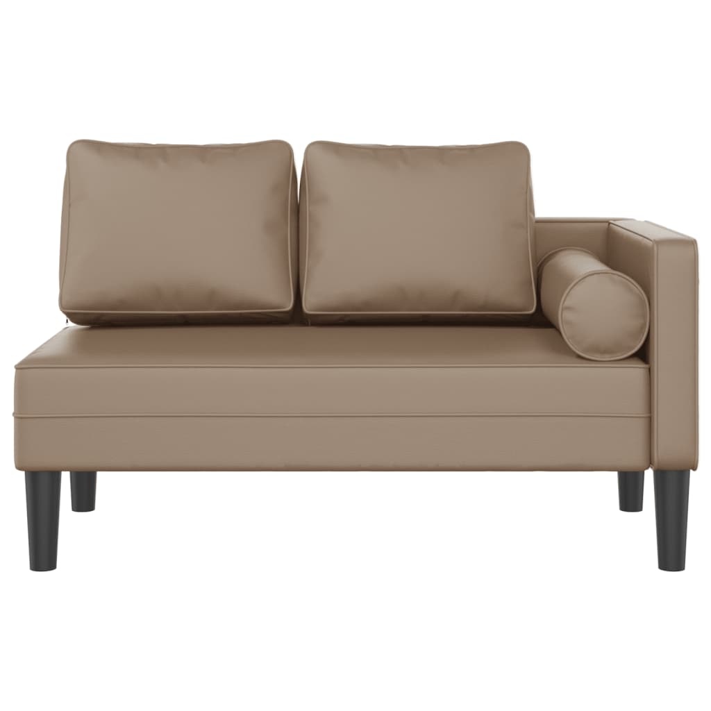 Chaise longue met kussens kunstleer cappuccino is nu te koop bij PeponiXL, paradijselijk wonen!
