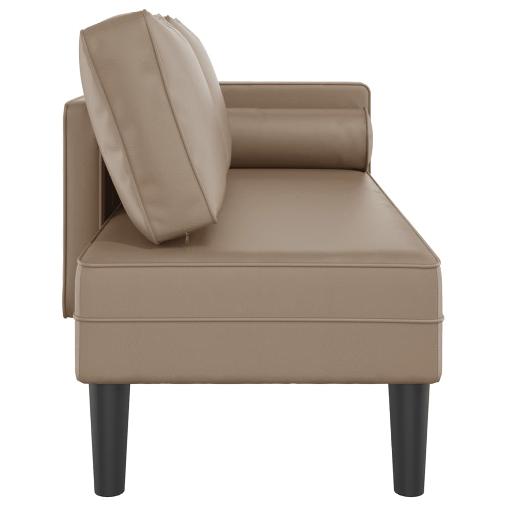 Chaise longue met kussens kunstleer cappuccino is nu te koop bij PeponiXL, paradijselijk wonen!