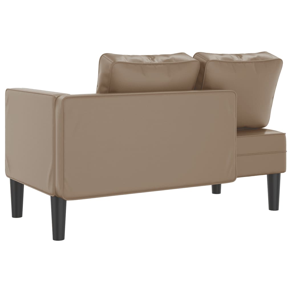 Chaise longue met kussens kunstleer cappuccino is nu te koop bij PeponiXL, paradijselijk wonen!