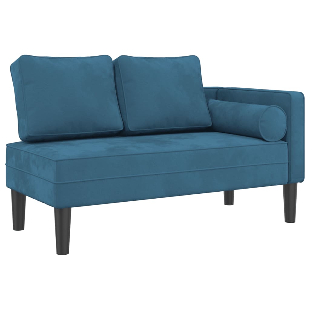 Chaise longue met kussens fluweel blauw is nu te koop bij PeponiXL, paradijselijk wonen!
